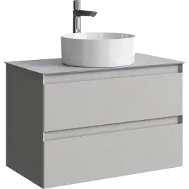 Тумба с раковиной подвесная Aqwella Geometria 80 GE01082ST+STG814X476GS, со столешницей серый камень, цвет серый туман