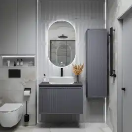 Тумба под раковину Grossman Кристалл 80 подвесная, графит матовый (108043)