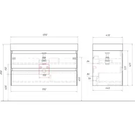 Тумба с раковиной подвесная Aqwella Geometria 100 GE01102WM, с двумя ящиками, цвет белый