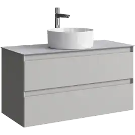 Тумба с раковиной подвесная Aqwella Geometria 100 GE01102ST+STG1014X456GS, со столешницей серый камень, цвет серый туман