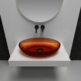 Раковина накладная ABBER KRISTALL 60х40х13 AT2801Opal, овальная, коричневая