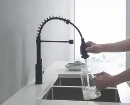 Смеситель для кухни Aquatek Европа AQ1387MB с выдвижной лейкой, Черный матовый