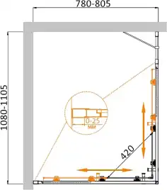 Душевой уголок CEZARES MOLVENO-AH-21-80+30-C-Cr-IV стекло Прозрачное, профиль Хром