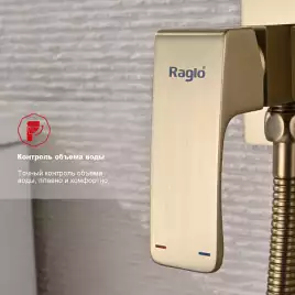 Смеситель с гигиеническим душем Raglo R01.52.03, Золото матовое