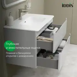 Тумба с раковиной IDDIS Edifice 80, подвесная, Светло-серый, EDI80L0i95K