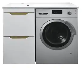 Тумба с раковиной Azario Magenta 120 CS00078395 левая под стиральную машину, Белая глянцевая