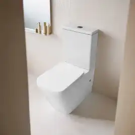 Унитаз-компакт Azario Indor AZ-T004B-R напольный, безободковый, в комплекте с бачком и сиденьем микролифт, Белый глянцевый