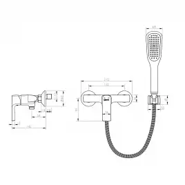 Смеситель для душа Lemark Ursus LM7203BL, однорычажный, цвет Черный матовый