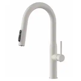 Смеситель для кухни с выдвижным изливом AVS PureRiver белый матовый, 811-171-MW