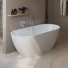 Акриловая ванна BELBAGNO UNO 170х75 BB701-1700-750-K овальная, отдельностоящая, Белая