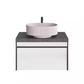 Тумба под раковину Kerama Marazzi MODULA 80 см, MO.80.1+1\AR подвесная, Арабика / Белый глянцевый