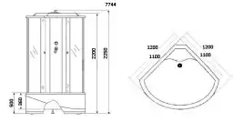 Душевая кабина Niagara Luxe 120х120х215 NG-7744W высокий поддон, с гидромассажем