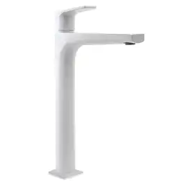 Смеситель для накладной раковины Azario TREYA AZ-156845526, однорычажный, высокий, Белый матовый