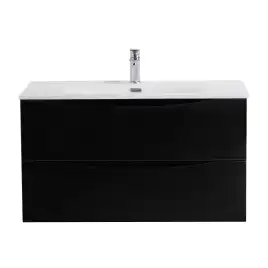 Тумба под раковину BelBagno MARINO-CER-N-1000-2C-SO-NL-P подвесная Nero Lucido