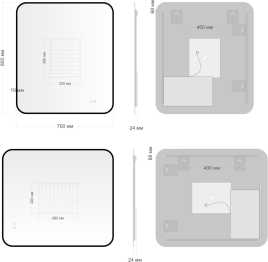 Зеркало Aquanet Контур 800х700 LED TX с подогревом, черный, 367662