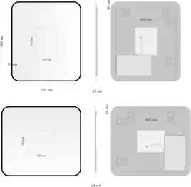 Зеркало Aquanet Контур 800х700 LED TX с подогревом, черный, 367662
