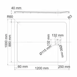 Душевой поддон WasserKRAFT Rhin 44T 120х100 из искусственного камня 44T10 Белый