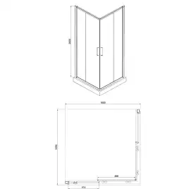 Душевой уголок Azario Greenwood 100х100х185 AZ-NNE1142 1000 профиль Серебро, стекло Прозрачное