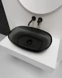 Раковина накладная ABBER KRISTALL 60х40х15,5 AT2805Onyx, овальная, черная