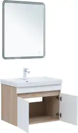 Тумба под раковину Aquanet Оптима 70 дуб светлый/белый сатин, 344800