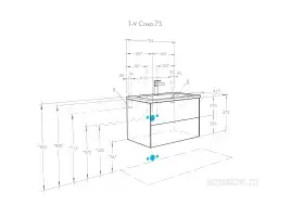 Тумба под раковину Aquaton Сохо 75 1A258101AJ9A0 подвесная цвет, слэйт / галька серая