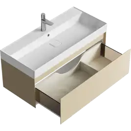 Тумба с раковиной подвесная Aqwella Geometria 100 GE01101MD, с одним ящиком, цвет морская дюна