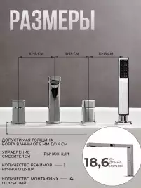 Смеситель на борт ванны AVS Cube 811-212-CR, хром