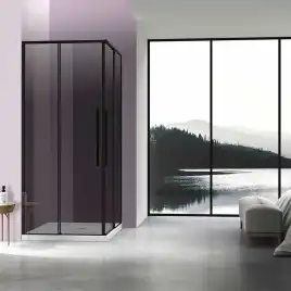 Душевой уголок Vincea Slim-N 100х90 VSS-4SN9010CGB, дверь раздвижная, профиль черный, стекло тонированное