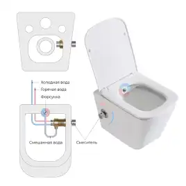 Подвесной унитаз BelBagno DUE BB3103CHR-BS/SC с сиденьем микролифт, функцией биде и смесителем, белый