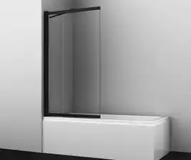 Шторка для ванны WasserKRAFT Dill 61S 80 см, 61S02-80 Fixed, профиль Черный, стекло Прозрачное