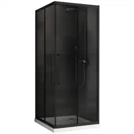 Душевой уголок ABBER Schwarzer Diamant 90х90 см, AG02090BDTH, профиль черный, стекло тонированное