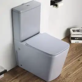 Унитаз-компакт CeramaLux 2170AXMHL, безободковый, с бачком и сидением микролифт Голубой матовый