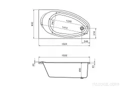 Акриловая ванна Roca Corfu 160х90 248574000 правая, Белая