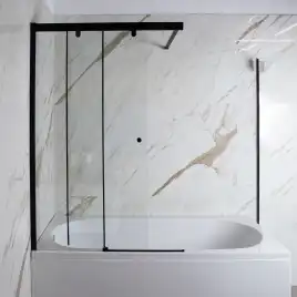 Шторка на ванну AVS Перла 100 L профиль черный матовый, стекло прозрачное, 803-0018-150-5249L-BM-T