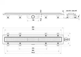 Душевой лоток Good Door 750  с перфорированной решеткой, сухой затвор ТЛ00010, Серый / серебристый