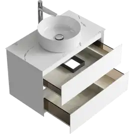 Тумба с раковиной подвесная Aqwella Geometria 80 GE01082WM+STG814X476MW, со столешницей мрамор белый, цвет белый