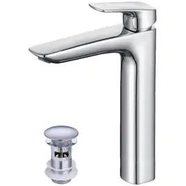 Смеситель для накладной раковины Aquatek Вега AQ1005CR, однорычажный, высокий, Хром