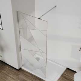 Душевая перегородка Azario Walk-in 100 AZ-271-100-CH-CGP прозрачное стекло 8 мм с графическим принтом, профиль Хром