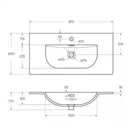 Керамическая раковина BelBagno BB-8099-3-80