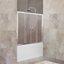 Шторка на ванну BelBagno UNIQUE-VF-2-150/180-140-P-Cr стекло рифленное матовое, профиль Хром