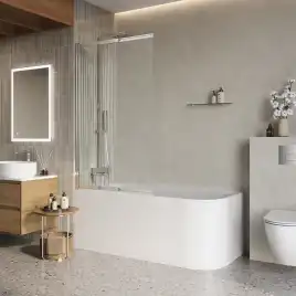 Душевая шторка на ванну BelBagno LUCE-VF-11-90/145-C-Cr стекло прозрачное, профиль Хром