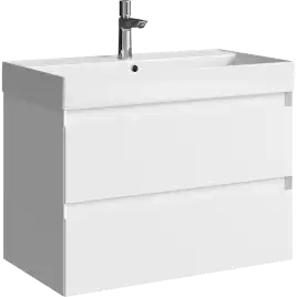 Тумба с раковиной подвесная Aqwella Geometria 80 GE01082WM, с двумя ящиками, цвет белый