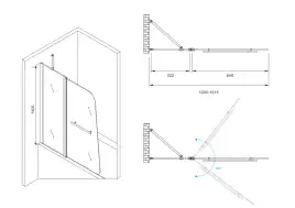 Шторка для ванны Abber Ewiges Wasser 100 см, AG50100B, профиль Черный, стекло Прозрачное