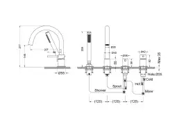 Смеситель на борт ванны Aquatek Европа AQ1348BG, Золото матовое