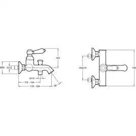 Смеситель для ванны Jacob Delafon LOUISE E24363-CP, однорычажный, с коротким изливом, Хром