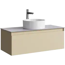 Тумба с раковиной подвесная Aqwella Geometria 100 GE01101MD+STG1014X456GS, со столешницей серый камень, цвет морская дюна