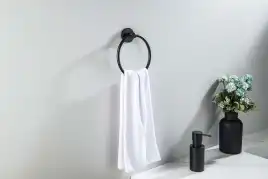 Держатель полотенец кольцо Aquatek Оберон AQ4212MB, Черный матовый