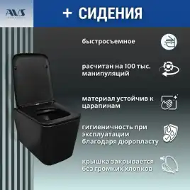 Унитаз подвесной AVS Куб 801-0035-P-R-MB безободковый, черный матовый