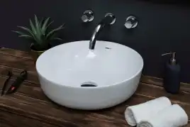 Раковина накладная Aquanet MOON-1 41,5х41,5х13,5 круглая, Белая глянцевая