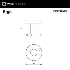 Крючок двойной Whitecross ERGO nickel brushed, ER2212NIB, Никель брашированный
